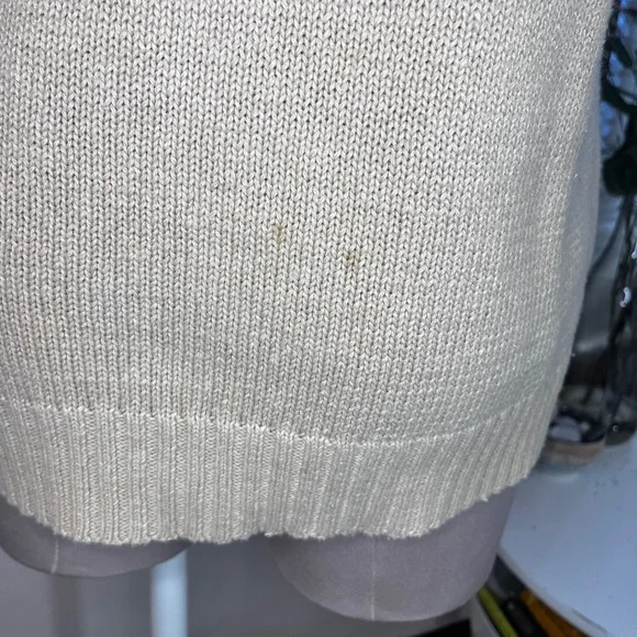 Americana American Flag Short Sleeve Knit Sweater Beige Crew Neck Grandmacore - Picture 8 of 12